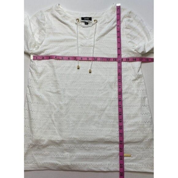 Jones New York White Round Split Neck‎ with Tie Top Sz Small - Picture 5 of 10